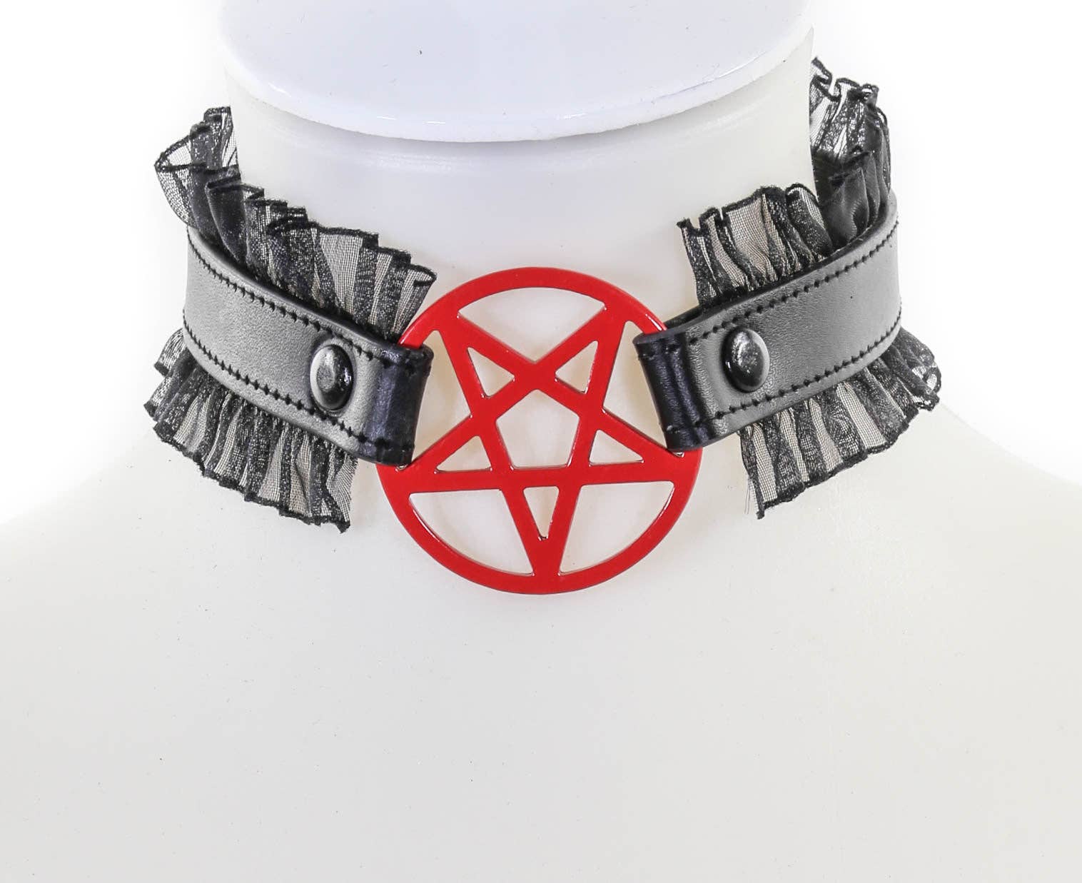 FCK130 PENTAGRAM LACE TRIM GOTH COLLAR