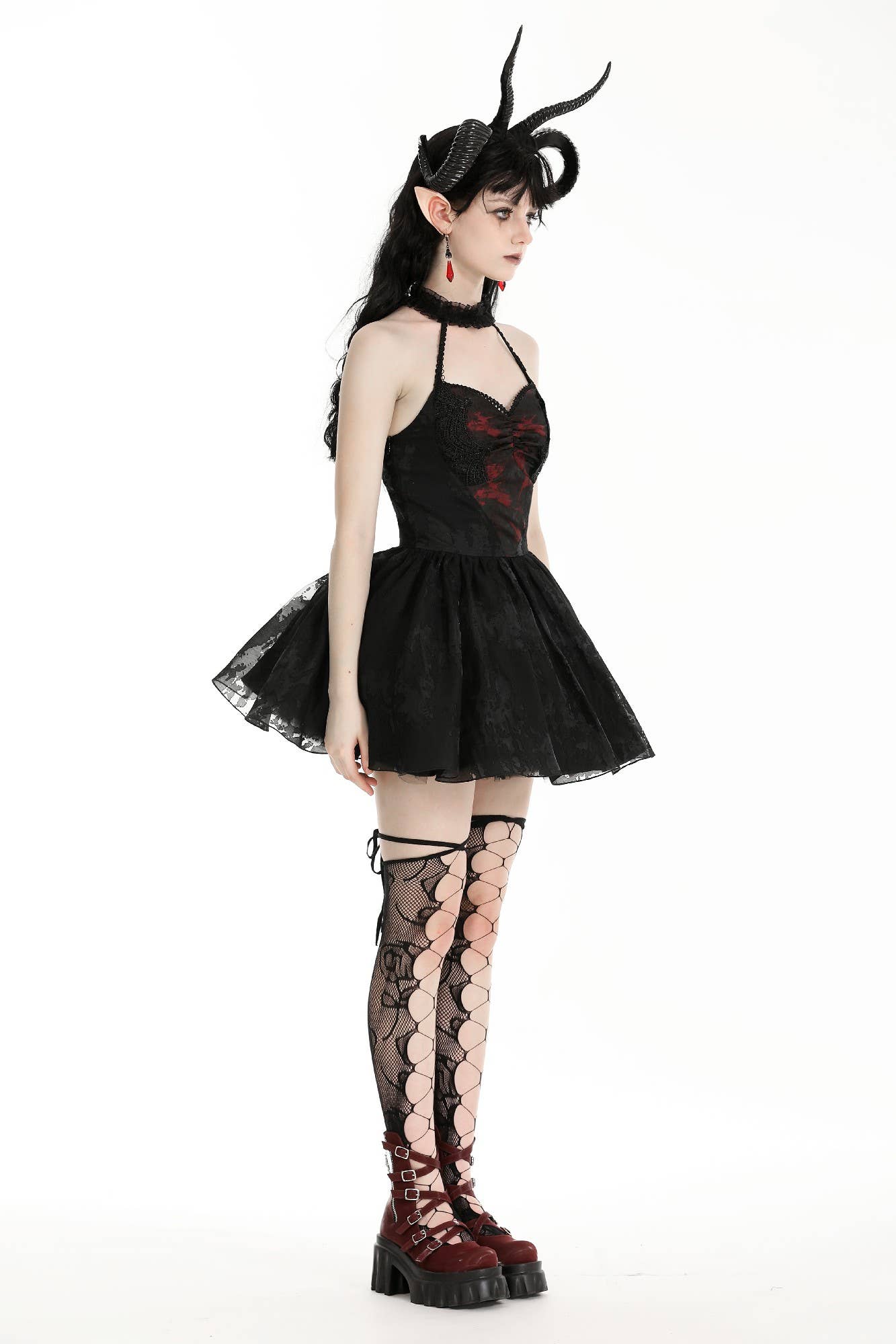 Gothic heartthrob little devil black mesh dress