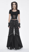 STUD PUNK DENIM FLARE PANTS