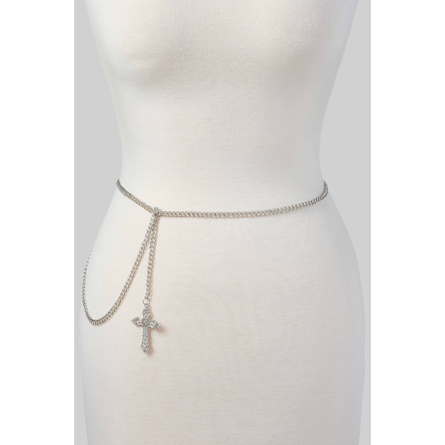 CHAIN BELT WITH DANGLING CROSS