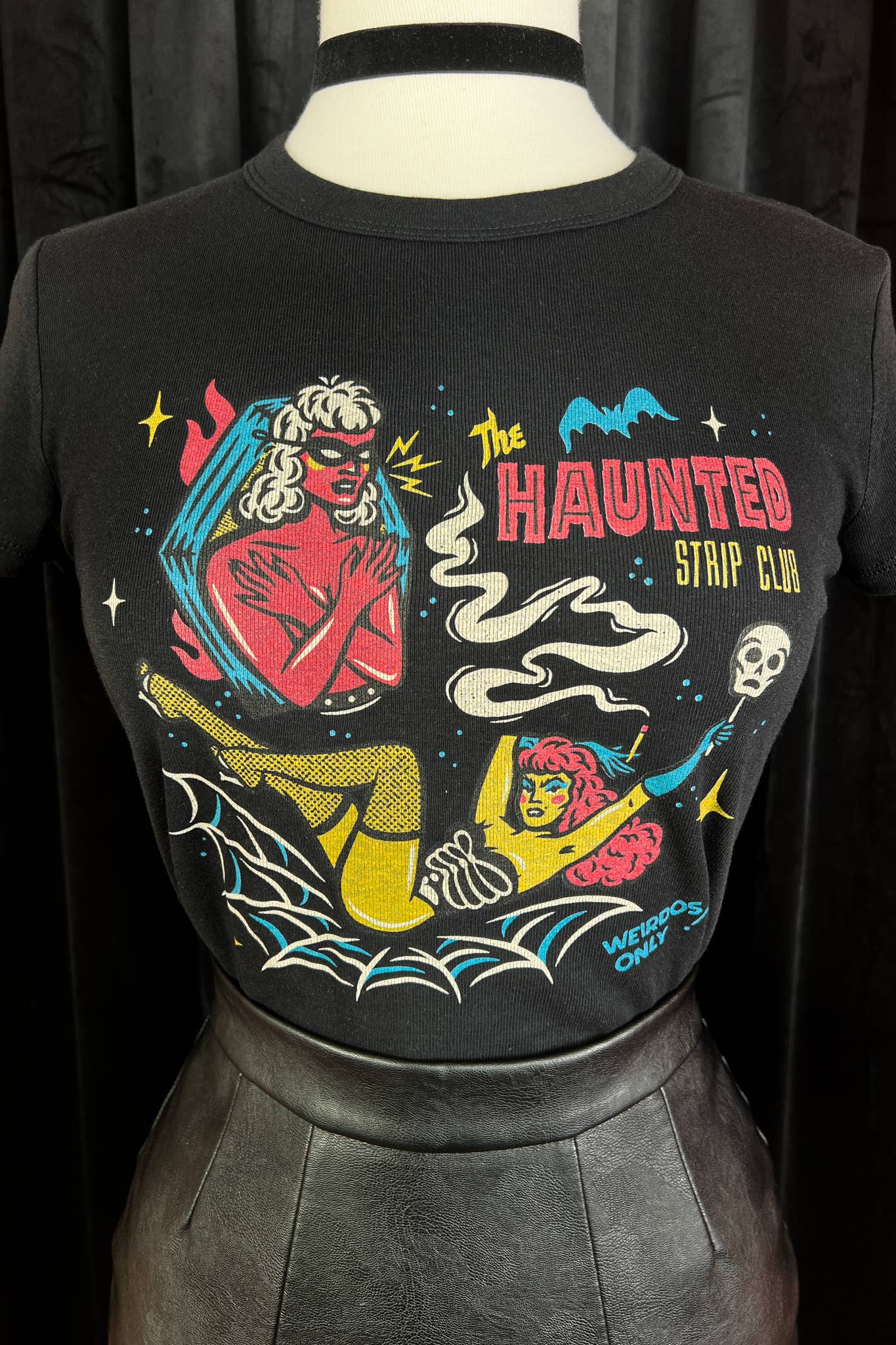 The Haunted Strip Club Cropped Baby tee in Black