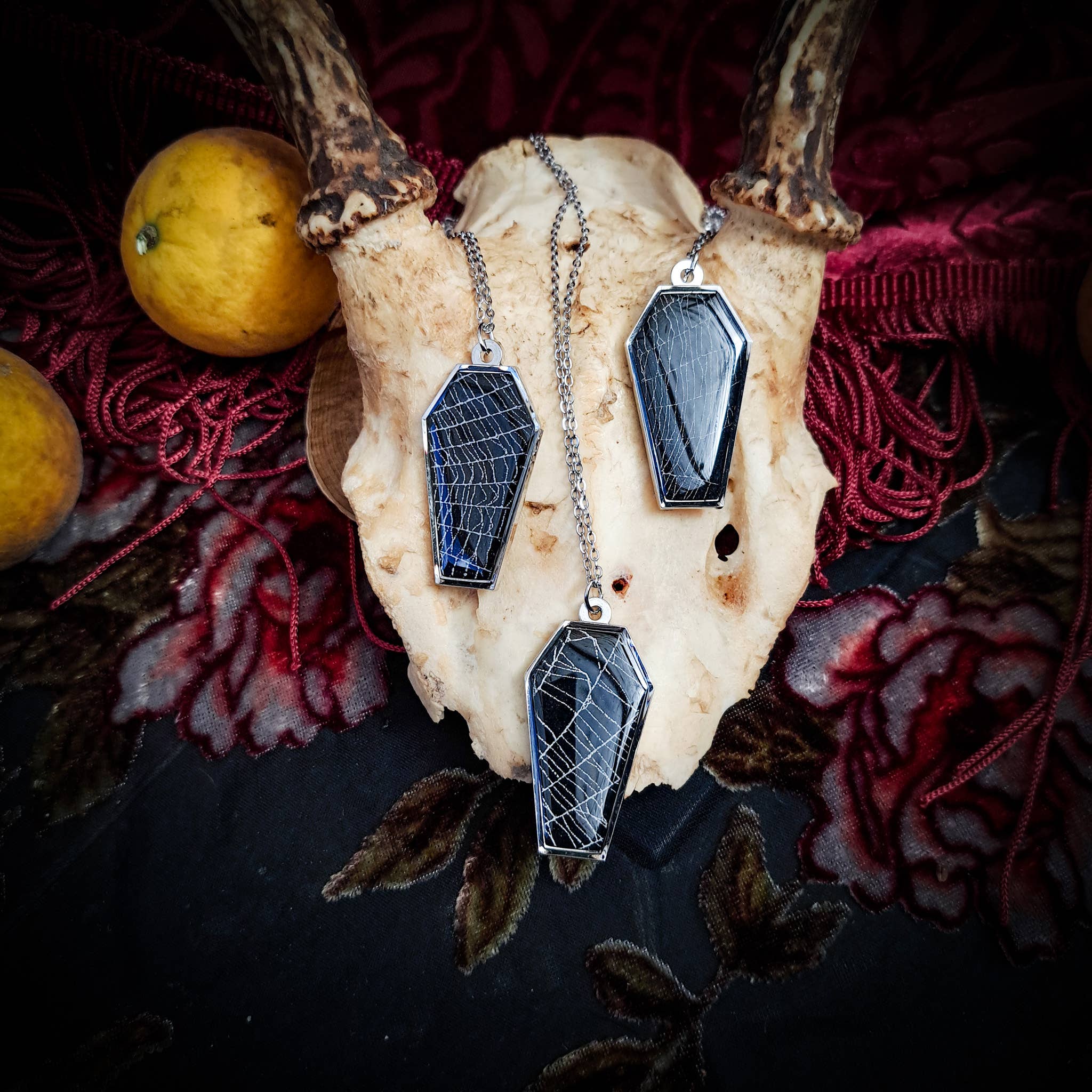 Real Spiderweb Coffins Silver (Necklace)