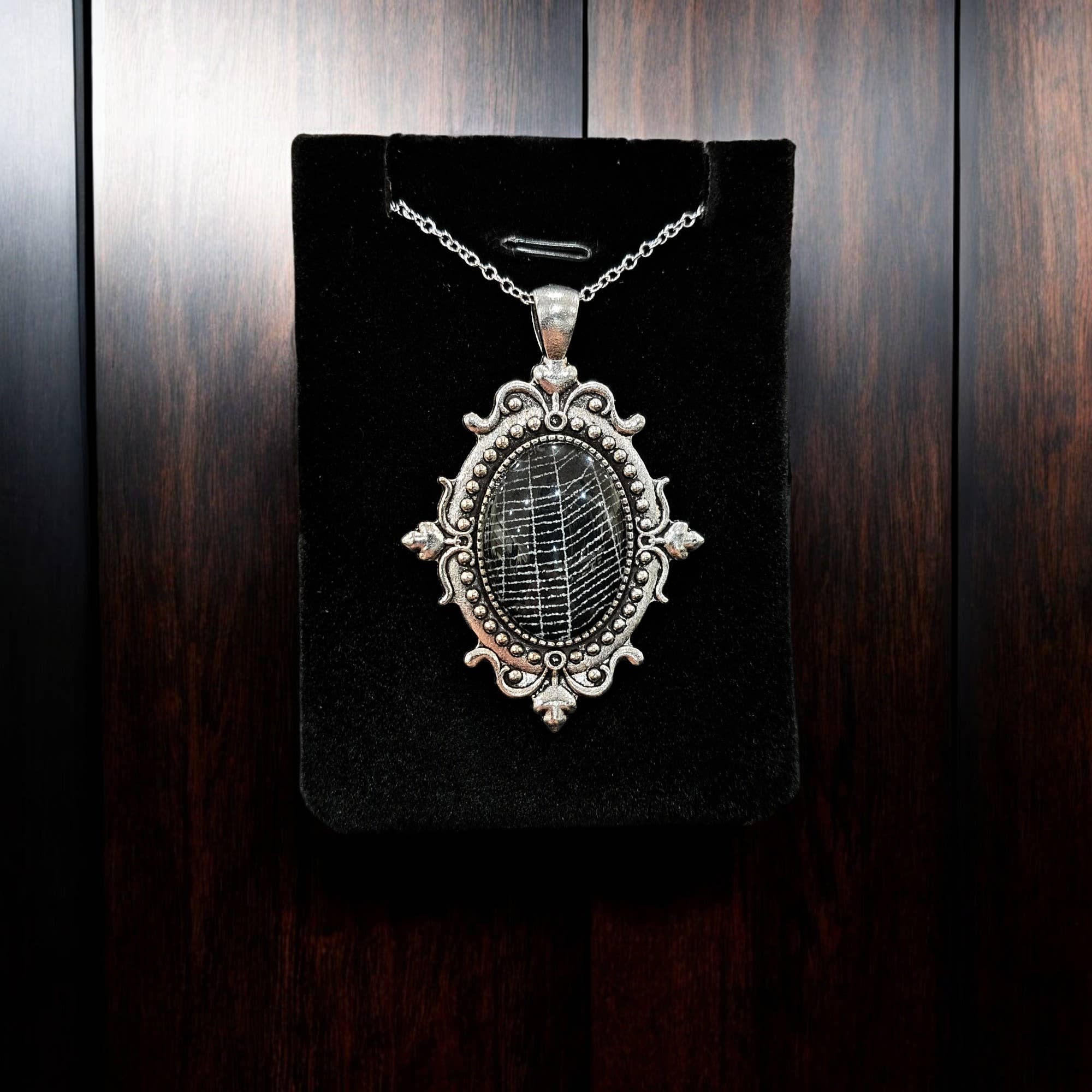 Real Spiderweb Small Silver Tone Filigree Cabochon Style 2