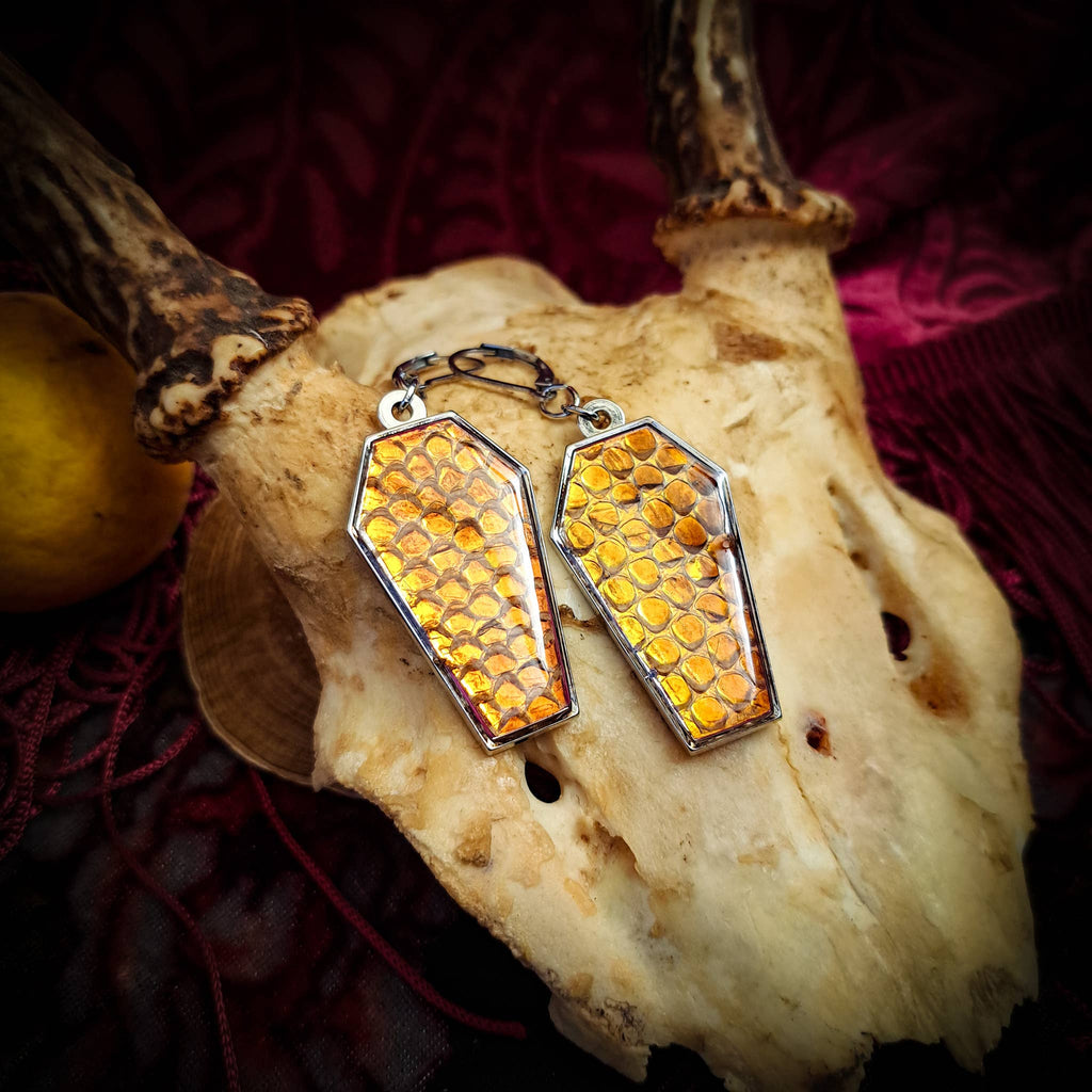 Assorted Holographic Snakeskin Coffin (Earrings )