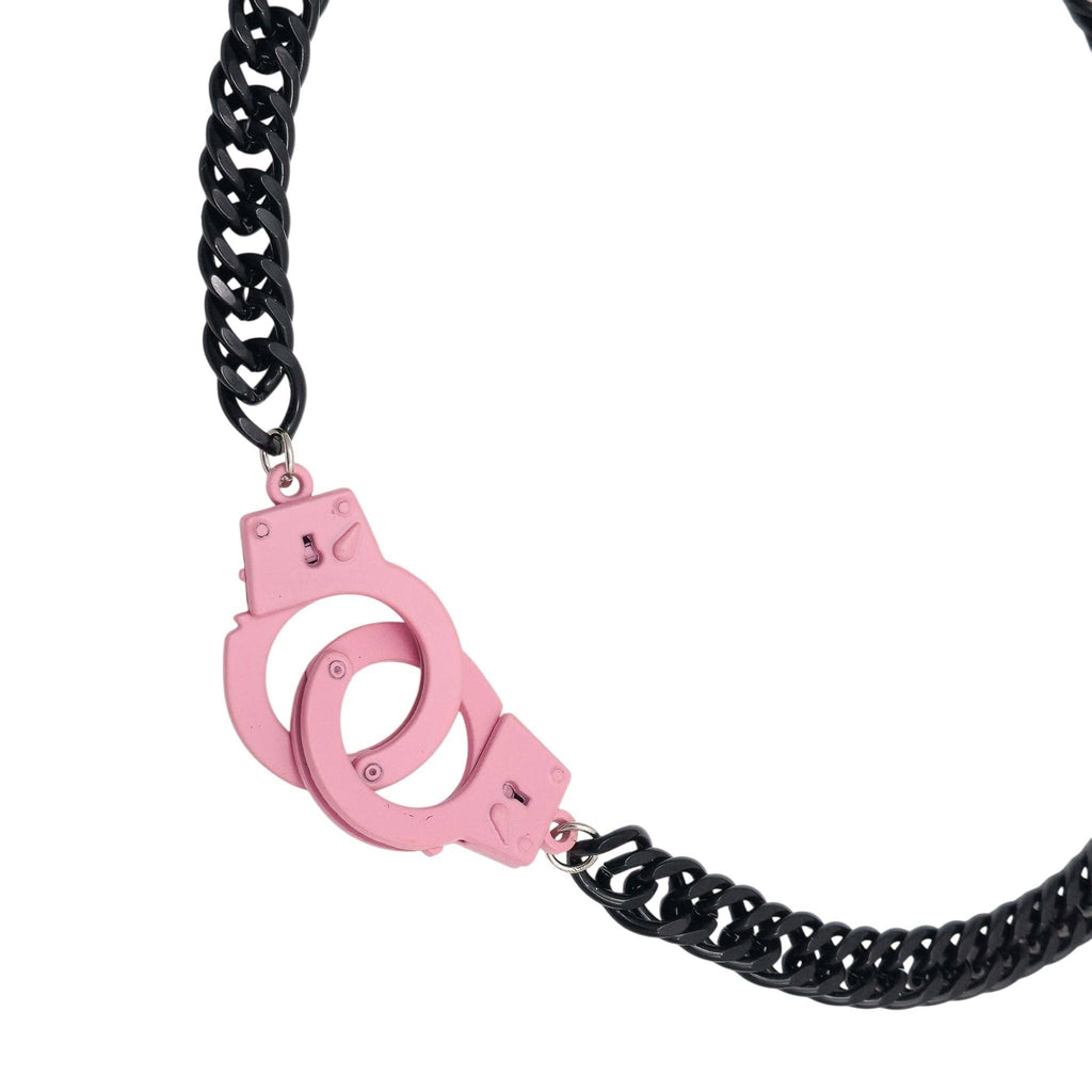 FC990DDC-BS  STEEL CUBAN CHAIN HANDCUFF NECKLACE