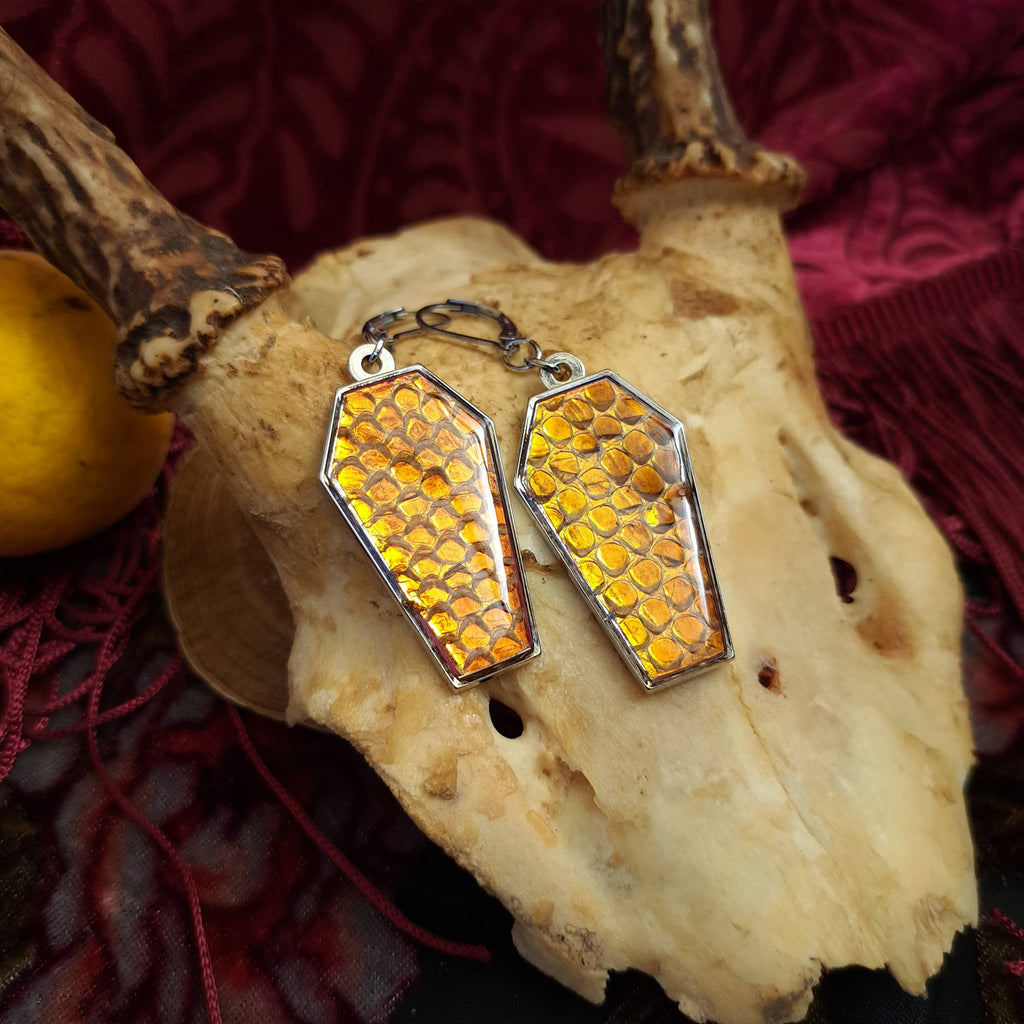 Assorted Holographic Snakeskin Coffin (Earrings )