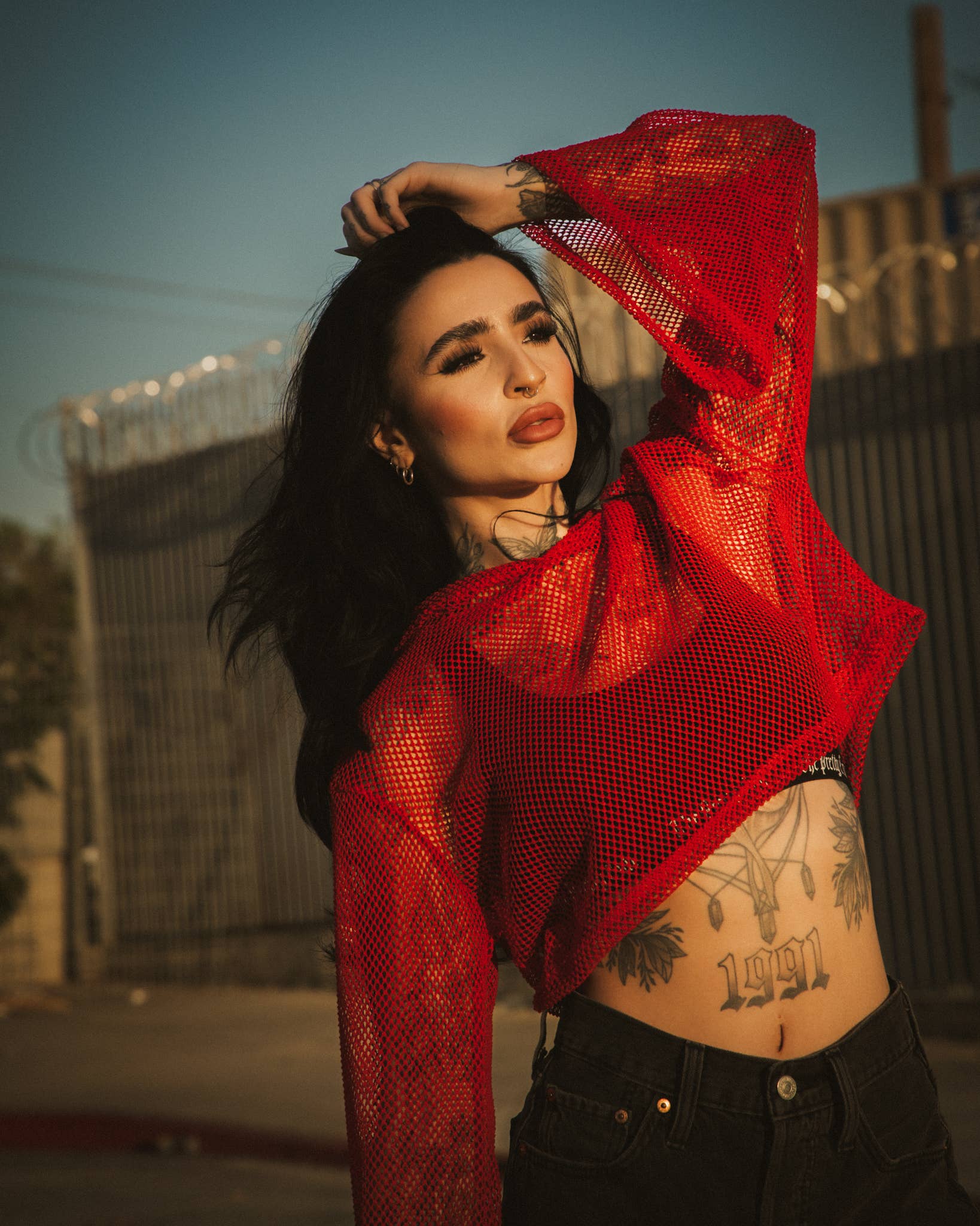 Crimson Web Crop Hoodie