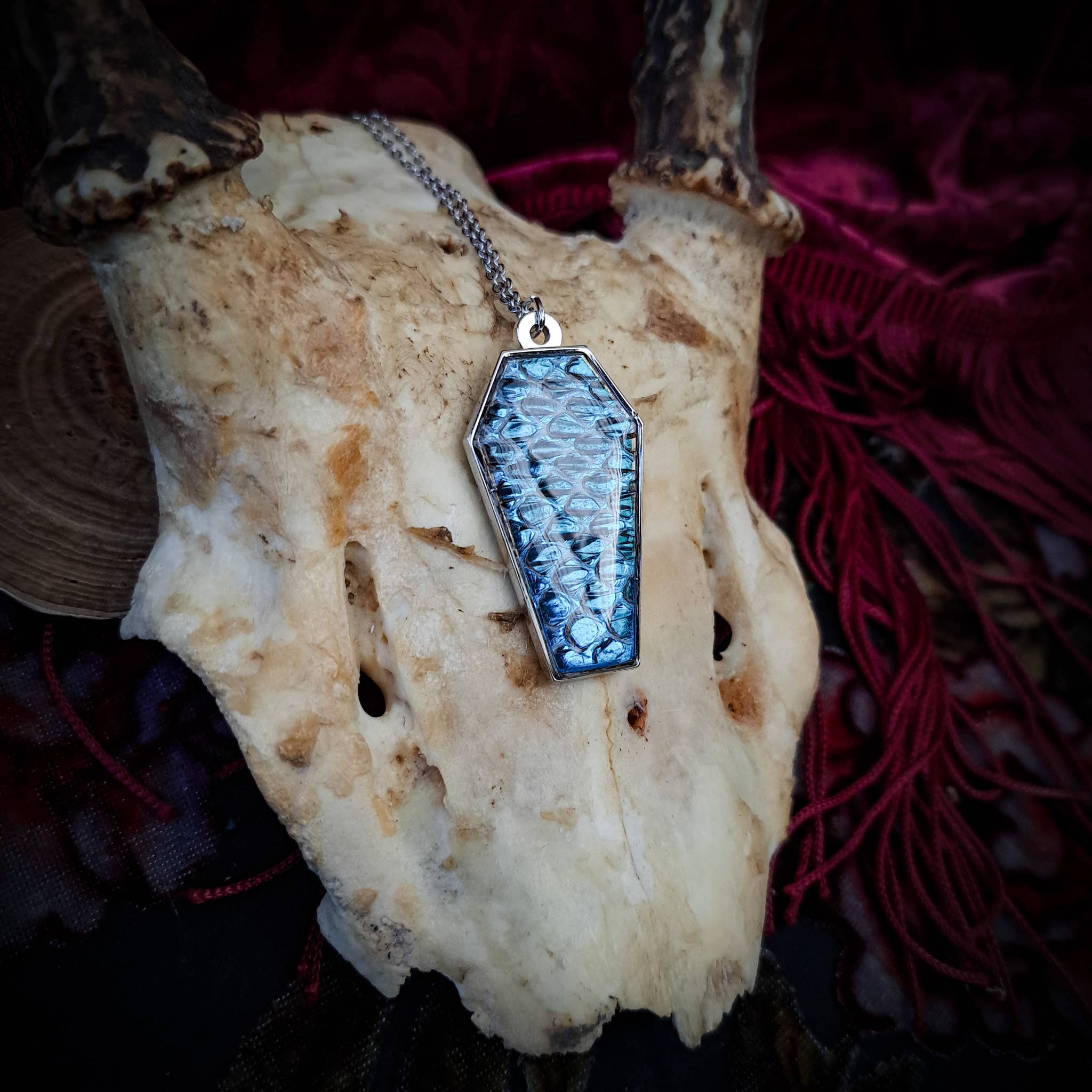 Assorted Holographic Snakeskin Coffin (Necklace)
