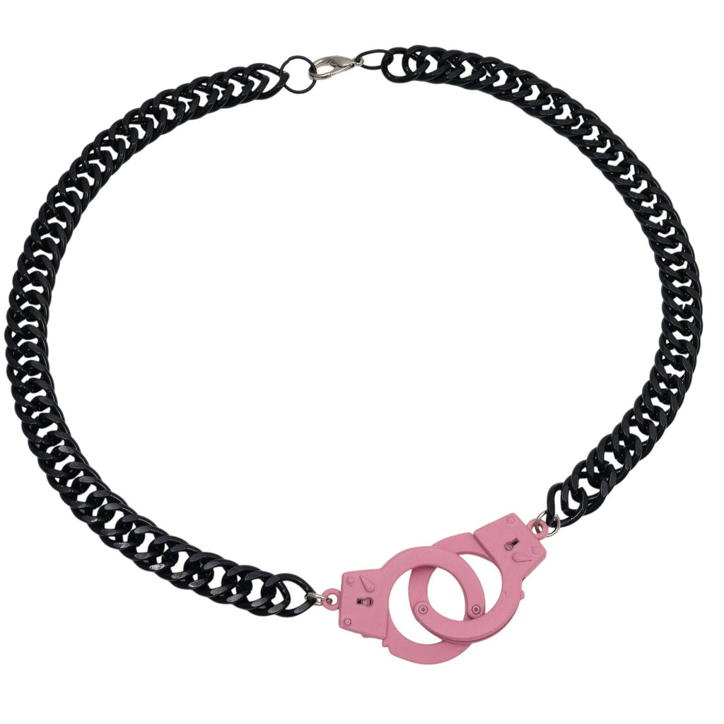 FC990DDC-BS  STEEL CUBAN CHAIN HANDCUFF NECKLACE