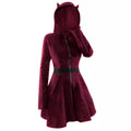 Gothic Velvet Stitching Long-Sleeve Hooded Dress