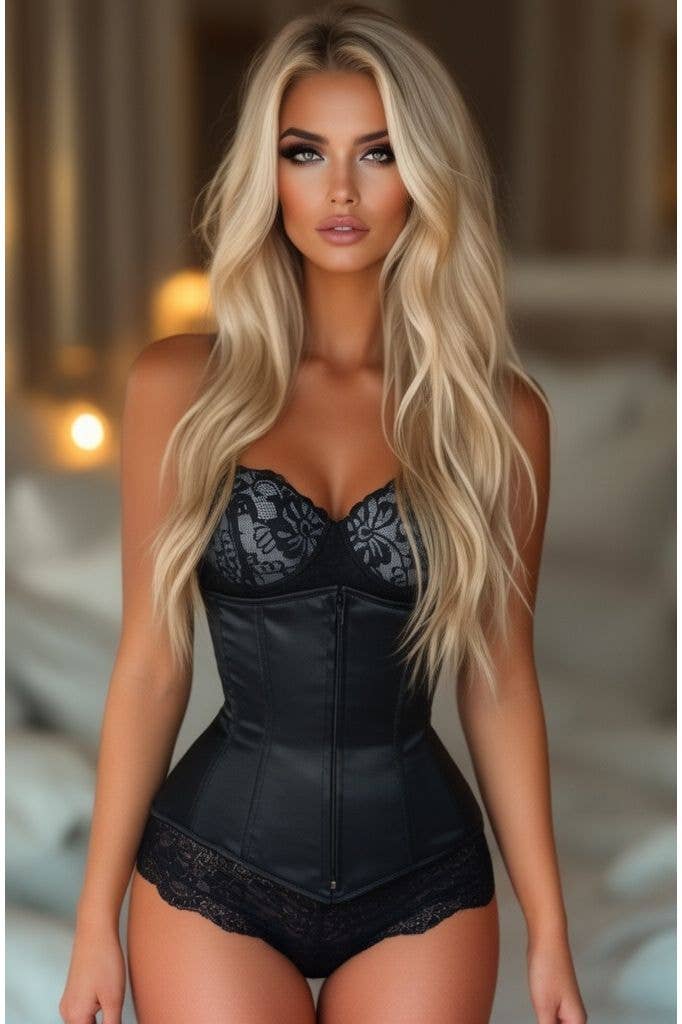 Lavish Black Underbust Zipper Corset