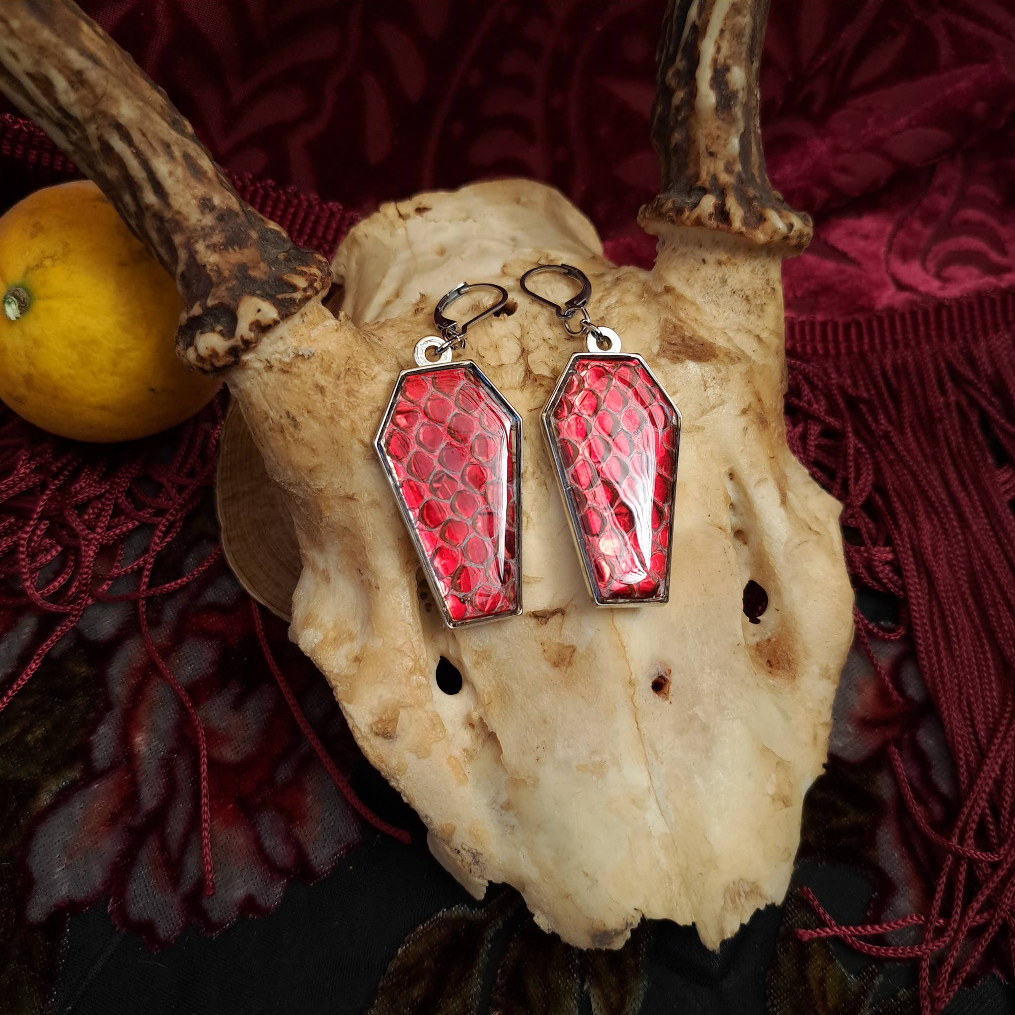 Assorted Holographic Snakeskin Coffin (Earrings )