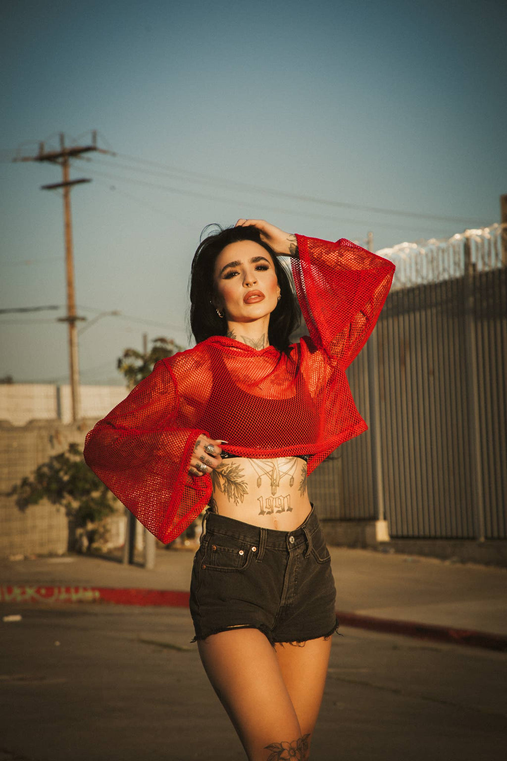 Crimson Web Crop Hoodie