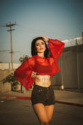 Crimson Web Crop Hoodie