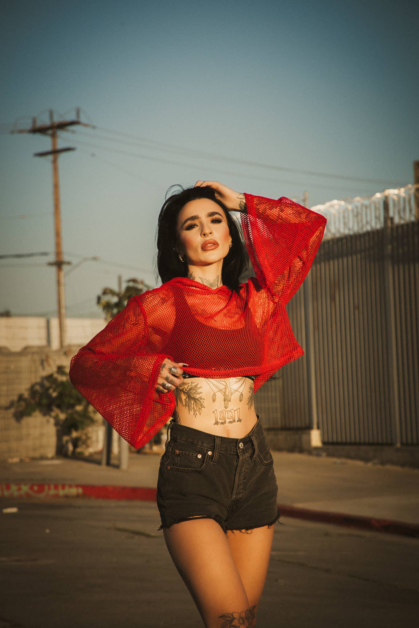 Crimson Web Crop Hoodie