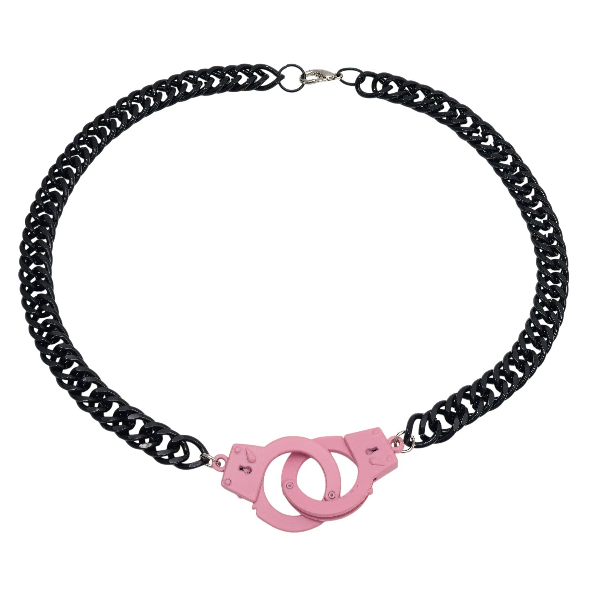 FC990DDC-BS  STEEL CUBAN CHAIN HANDCUFF NECKLACE
