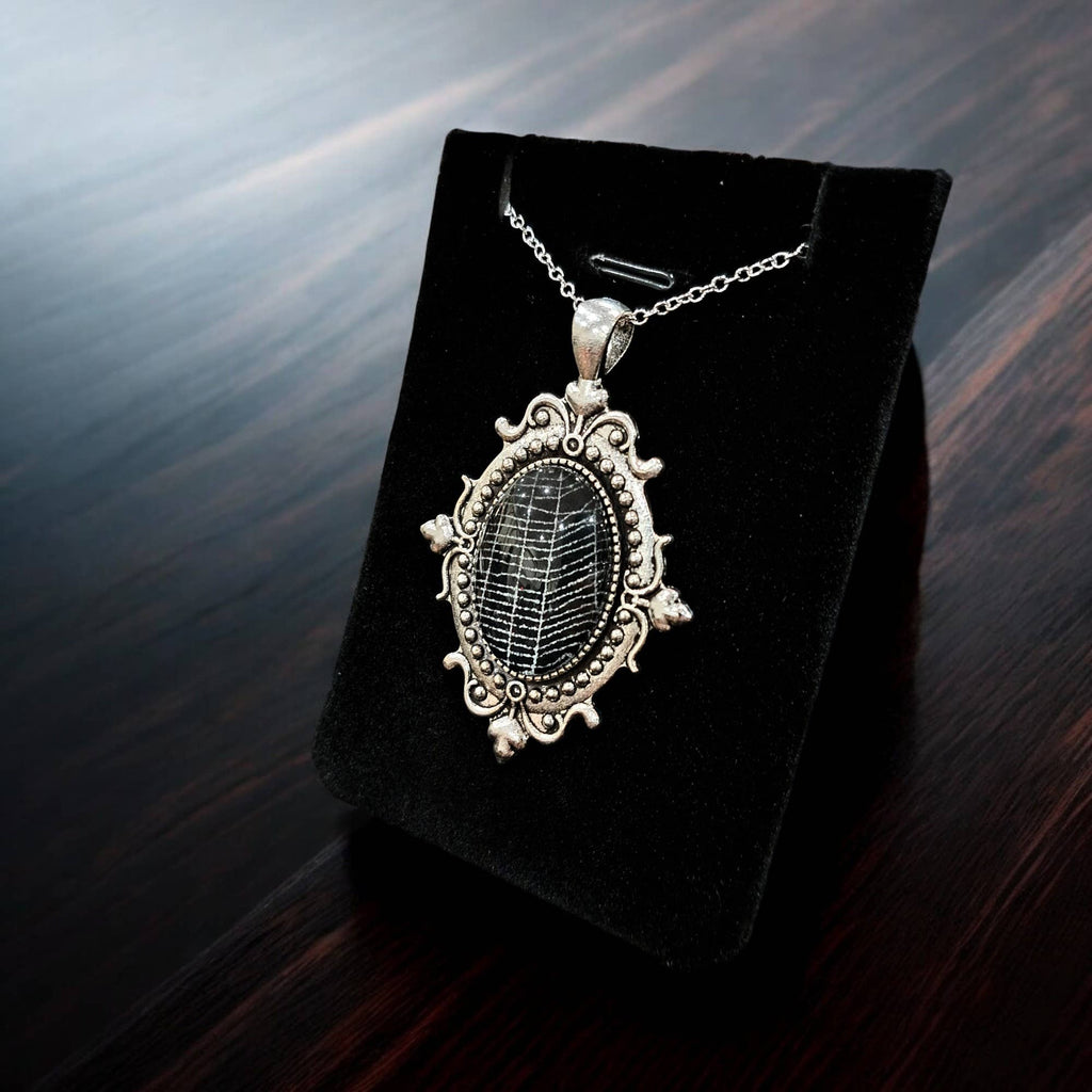 Real Spiderweb Small Silver Tone Filigree Cabochon Style 2