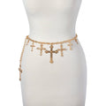 CROSS PANDENT CHAIN BELT WITH RHINESTONE ACCENTS