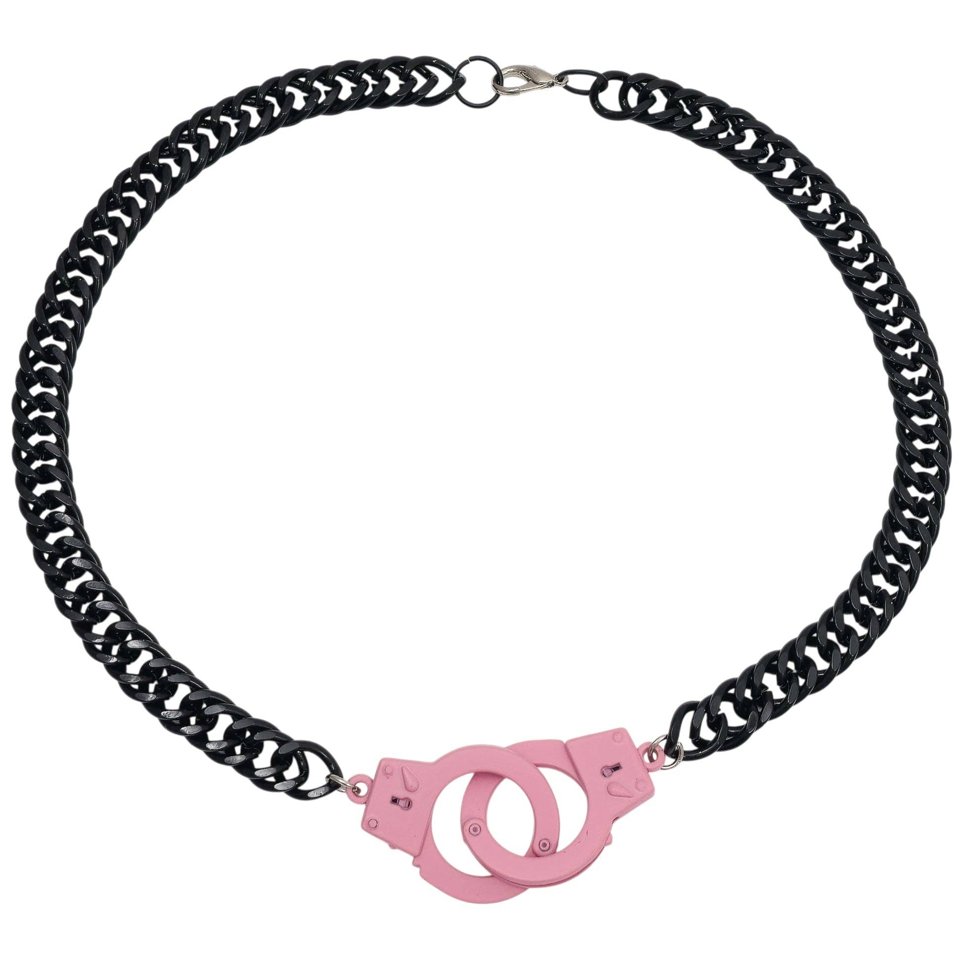 FC990DDC-BS  STEEL CUBAN CHAIN HANDCUFF NECKLACE